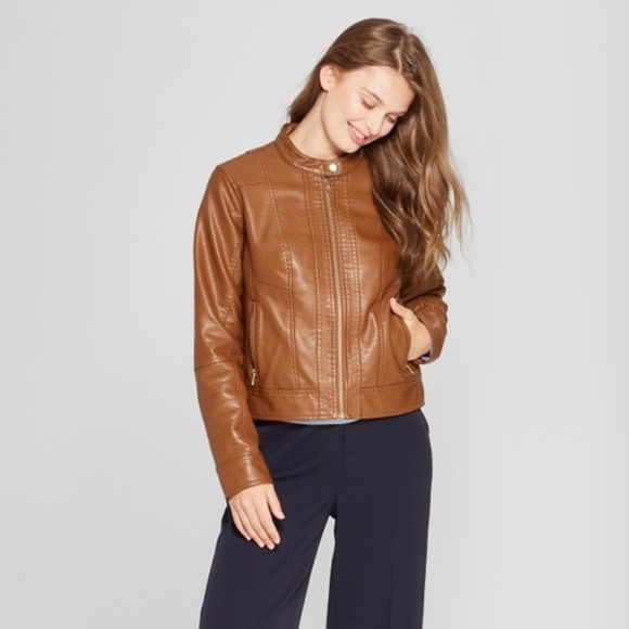 caramel faux leather jacket